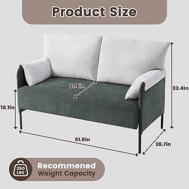 Serwall Two-Tone Loveseat Sofa with Wrapped Armrests