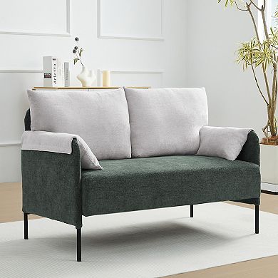 Serwall Two-Tone Loveseat Sofa with Wrapped Armrests