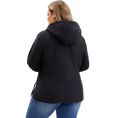 Plus Size Trench Jackets for Women Lightweight Anorak Zip Up Pockets with Hood Coats Jacket