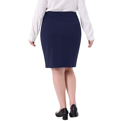 Women's Plus Size Pencil Skirt Knee Length High Waist Stretchy