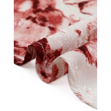 V Neck Shirt for Women's Floral Prints Button Down Puffy Sleeve Casual Shirt