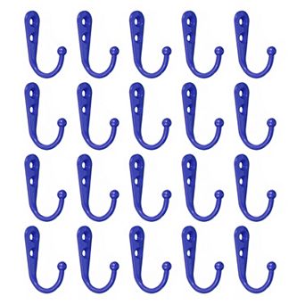 Wall Hooks, 20 pc Zinc Alloy Single Prong Wall Mounted Clothes Hook, Double Hole Hooks