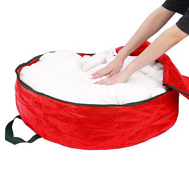 2 Pack Christmas Foldable Round Waterproof Storage Bags with Handles for Clothes