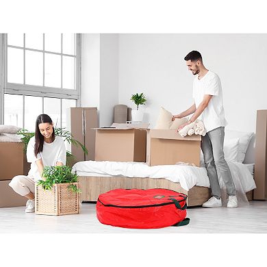 2 Pack Christmas Foldable Round Waterproof Storage Bags with Handles for Clothes