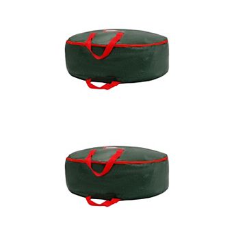 2 Pack Christmas Foldable Round Waterproof Storage Bags with Handles for Clothes