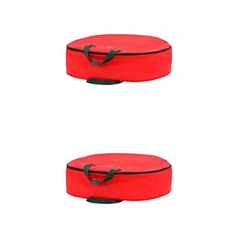 2 Pack Christmas Foldable Round Waterproof Storage Bags with Handles for Clothes