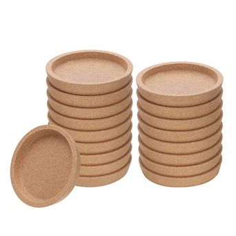 18 pc Cork Coaster for Drinks, 4 in Round Cork Coasters Tea or Coffee Coaster, Brown