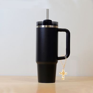 1 Pc Dried Flower Cross Water Cup Pendant