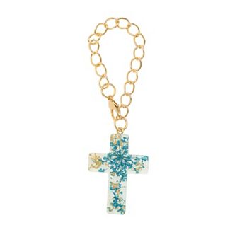 1 pc Dried Flower Cross Water Cup Pendant