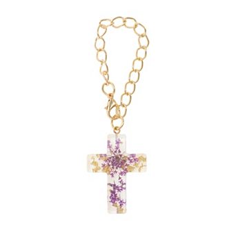 1 pc Dried Flower Cross Water Cup Pendant