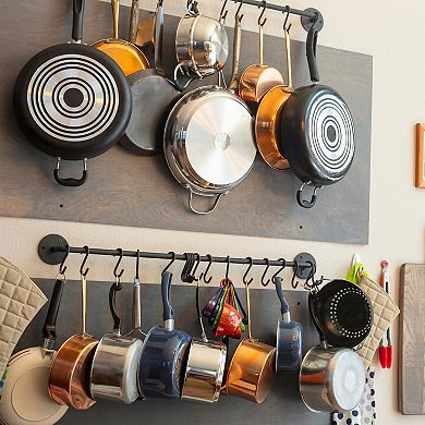 Wall Mounted Towel Rack, Kitchen Pot Rack DIY Rustic Iron Bathroom Towel Rack Holder 32 Inch