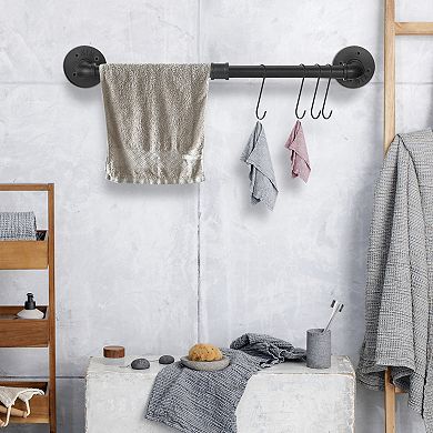 Wall Mounted Towel Rack, Kitchen Pot Rack DIY Rustic Iron Bathroom Towel Rack Holder 32 Inch