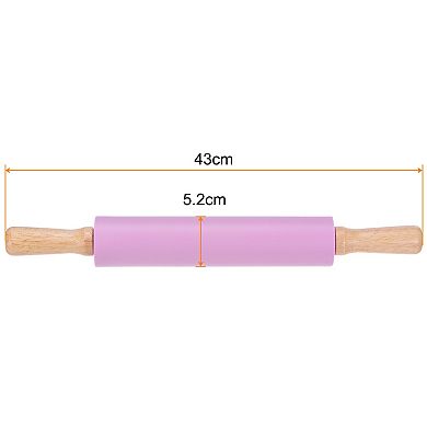 2pcs Silicone Rolling Pins for Baking 16.93 Inch Non-Stick Surface Wooden Handle Rolling Pin