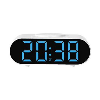 Oval Alarm Clock with Nightlight, Dimmable, 12/24H,USB Port, Wireless Charging, 7.1x3.1x2.4 inch