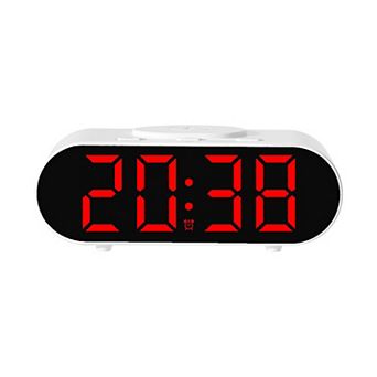 Oval Alarm Clock with Nightlight, Dimmable, 12/24H,USB Port, Wireless Charging, 7.1x3.1x2.4 inch