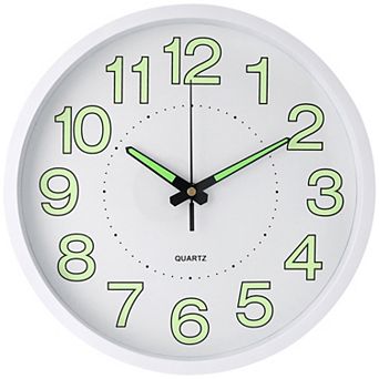 Wall Clock, Silent Non Ticking Battery Operated Modern Glow-In-The-Dark Clocks, 12x12x1.6 Inch