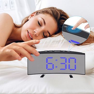 LED Mirror Alarm Clock, Alarm Clocks with Big Numbers Display, Temperature, 6.7x2.8x1.2 inch