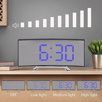 LED Mirror Alarm Clock, Alarm Clocks with Big Numbers Display, Temperature, 6.7x2.8x1.2 inch