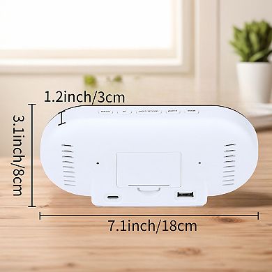 Oval Digital Alarm Clock Bedroom, Alarm Clocks Big Number Dimmable Snooze, 12/24H, 7.1x3.1x1.2 inch