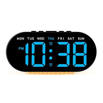Oval Digital Alarm Clock Bedroom, Alarm Clocks Big Number Dimmable Snooze, 12/24H, 7.1x3.1x1.2 inch