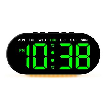 Oval Digital Alarm Clock Bedroom, Alarm Clocks Big Number Dimmable Snooze, 12/24H, 7.1x3.1x1.2 inch