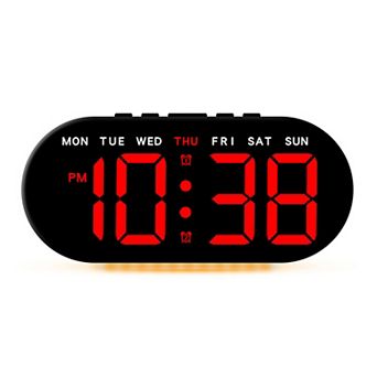 Oval Digital Alarm Clock Bedroom, Alarm Clocks Big Number Dimmable Snooze, 12/24H, 7.1x3.1x1.2 inch