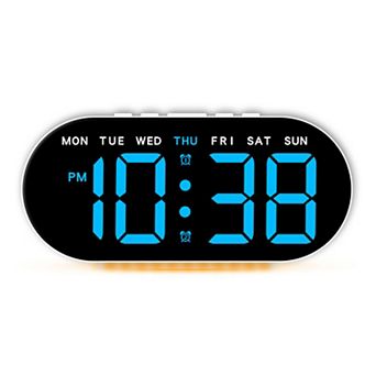 Oval Digital Alarm Clock Bedroom, Alarm Clocks Big Number Dimmable Snooze, 12/24H, 7.1x3.1x1.2 inch