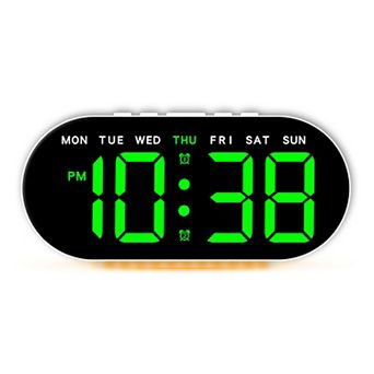 Oval Digital Alarm Clock Bedroom, Alarm Clocks Big Number Dimmable Snooze, 12/24H, 7.1x3.1x1.2 inch