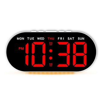 Oval Digital Alarm Clock Bedroom, Alarm Clocks Big Number Dimmable Snooze, 12/24H, 7.1x3.1x1.2 inch