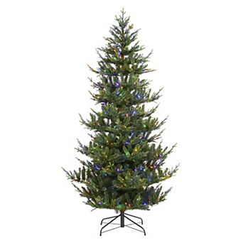 Glitzhome 7.5ft Pre-lit Artificial Christmas Tree, Green Upward Slim Fir Xmas Tree