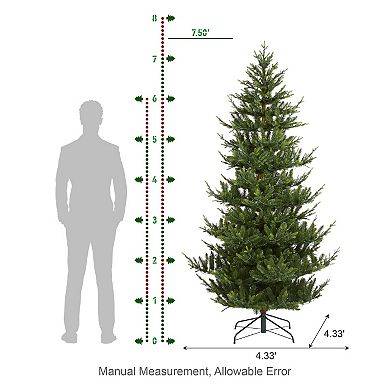 Glitzhome 7.5ft Pre-lit Artificial Christmas Tree, Green Upward Slim Fir Xmas Tree