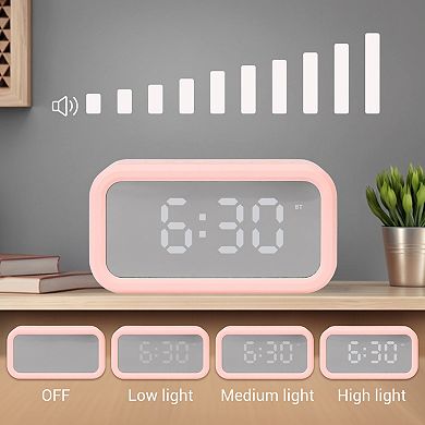 Small Dual Digital Alarm Clock, Dimmable, with FM Radio and Speaker Function 5.5x2.6x1.8 inch