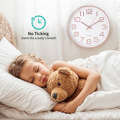 Silent Wall Clock, Non-Ticking Modern Clocks Battery Operated for Home, Kitchen Decor, 12 Inch
