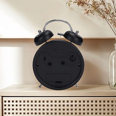 Old Fashioned Circle Loud Alarm Clock with Night Light Battery Operated, 6.7x3.9x2 inch
