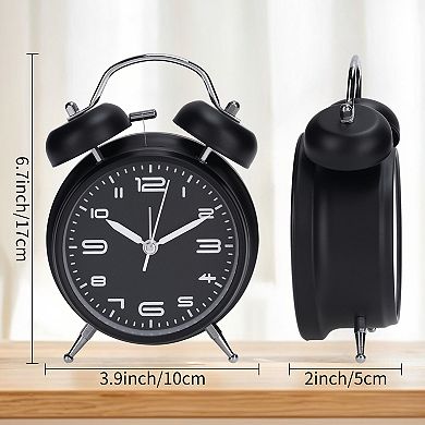 Old Fashioned Circle Loud Alarm Clock with Night Light Battery Operated, 6.7x3.9x2 inch