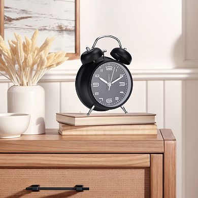 Old Fashioned Circle Loud Alarm Clock with Night Light Battery Operated, 6.7x3.9x2 inch