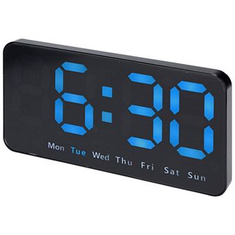 Digital Dual Alarm Clock, Big Numbers Display Dimmable, Temperature, Day of Week, 8.3x4.3x1.2 inch