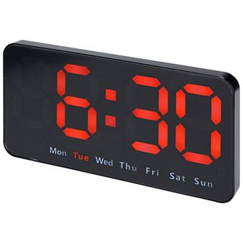 Digital Dual Alarm Clock, Big Numbers Display Dimmable, Temperature, Day of Week, 8.3x4.3x1.2 inch