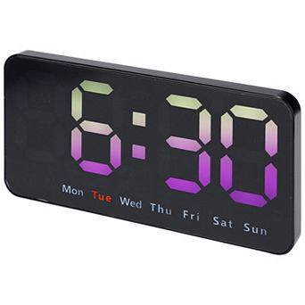 Digital Dual Alarm Clock, Big Numbers Display Dimmable, Temperature, Day of Week, 8.3x4.3x1.2 inch