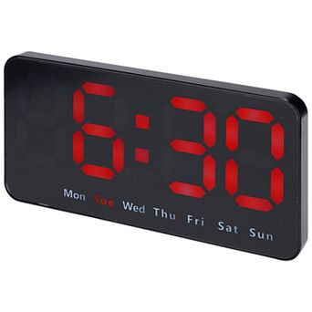 Digital Dual Alarm Clock, Big Numbers Display Dimmable, Temperature, Day of Week, 8.3x4.3x1.2 inch