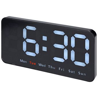 Digital Dual Alarm Clock, Big Numbers Display Dimmable, Temperature, Day of Week, 8.3x4.3x1.2 inch