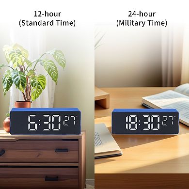 Triple Alarm Clock, Big Numbers Display, Dimmable, Snooze, Temperature, 12/24H, 6.3x2.2x1 inch