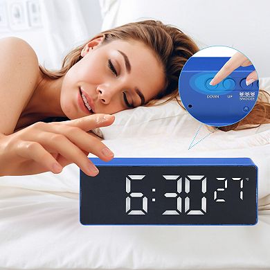 Triple Alarm Clock, Big Numbers Display, Dimmable, Snooze, Temperature, 12/24H, 6.3x2.2x1 inch