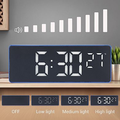 Triple Alarm Clock, Big Numbers Display, Dimmable, Snooze, Temperature, 12/24H, 6.3x2.2x1 inch