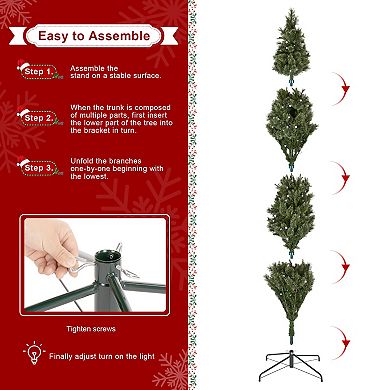 Glitzhome 9ft Pre-Lit Artificial Christmas Tree, Cashmere Slim Pine Hinged Christmas Trees