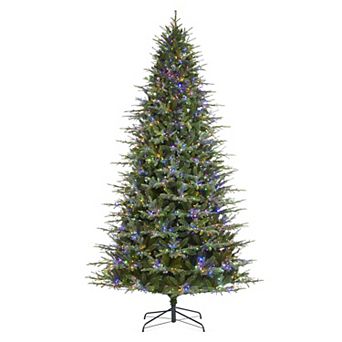 Glitzhome 9ft Pre-Lit Green Full Fir Artificial Christmas Tree, Simple Set Up