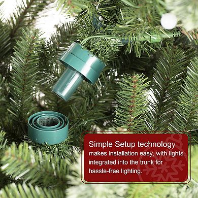 Glitzhome 9ft Pre-Lit Green Full Fir Artificial Christmas Tree, Simple Set Up