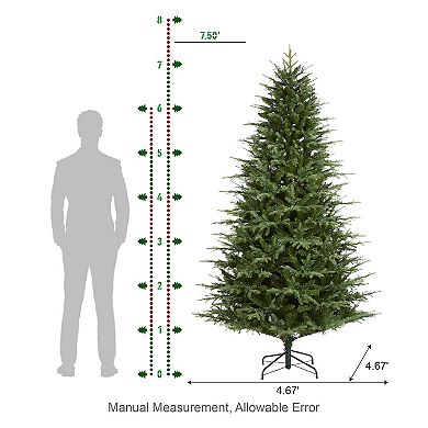 Glitzhome 7.5ft Pre-lit Artificial Christmas Tree, Majestic Evergreen Fir Green Full Xmas Tree