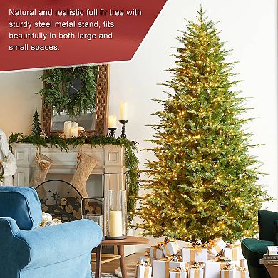 Glitzhome 7.5ft Pre-lit Artificial Christmas Tree, Majestic Evergreen Fir Green Full Xmas Tree