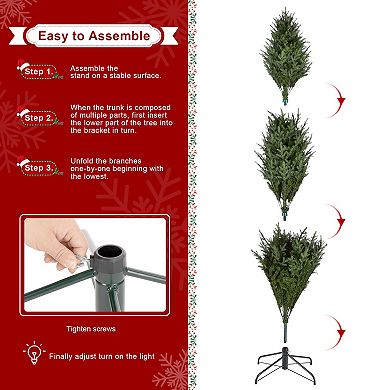 Glitzhome 7.5ft Pre-lit Artificial Christmas Tree, Majestic Evergreen Fir Green Full Xmas Tree